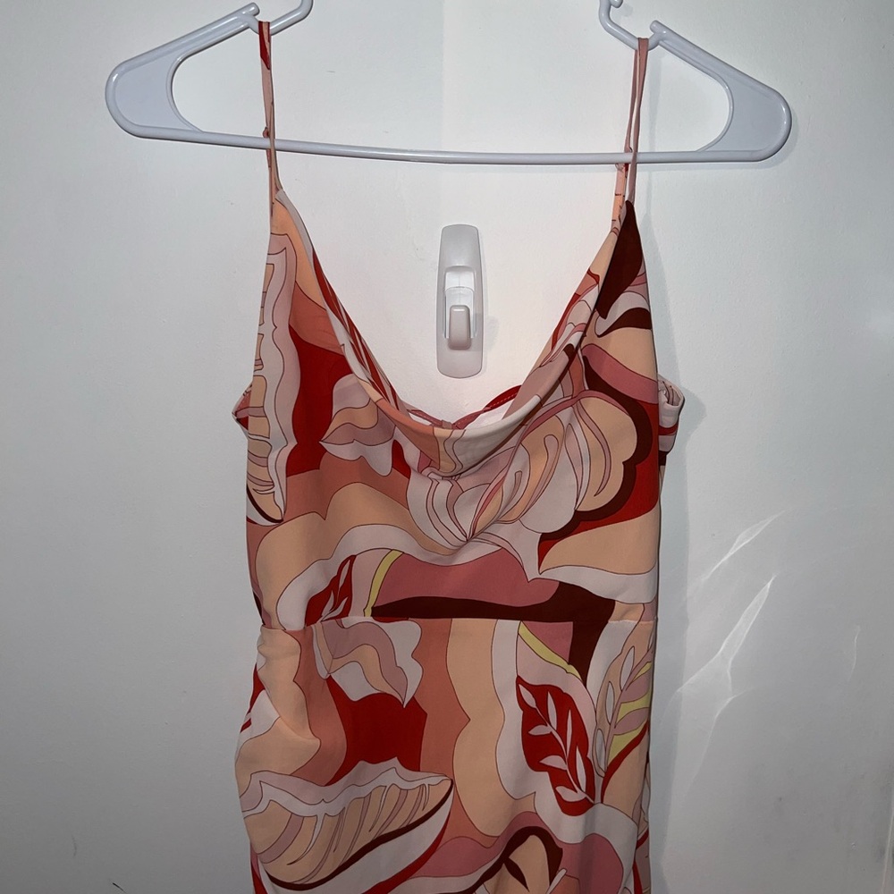 forever 21 orange and red leaf midi dress